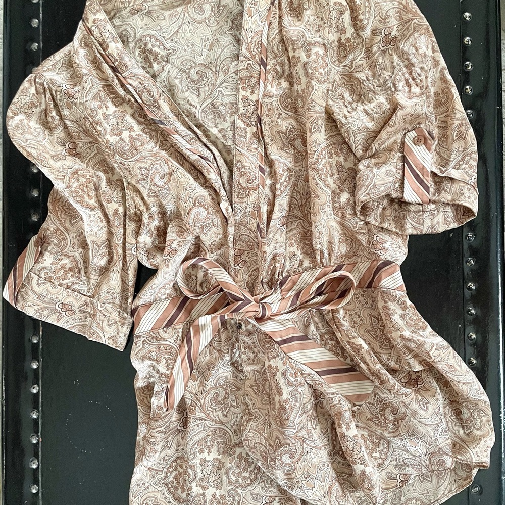 Paisley Print 100% Silk Women's Wrap Top